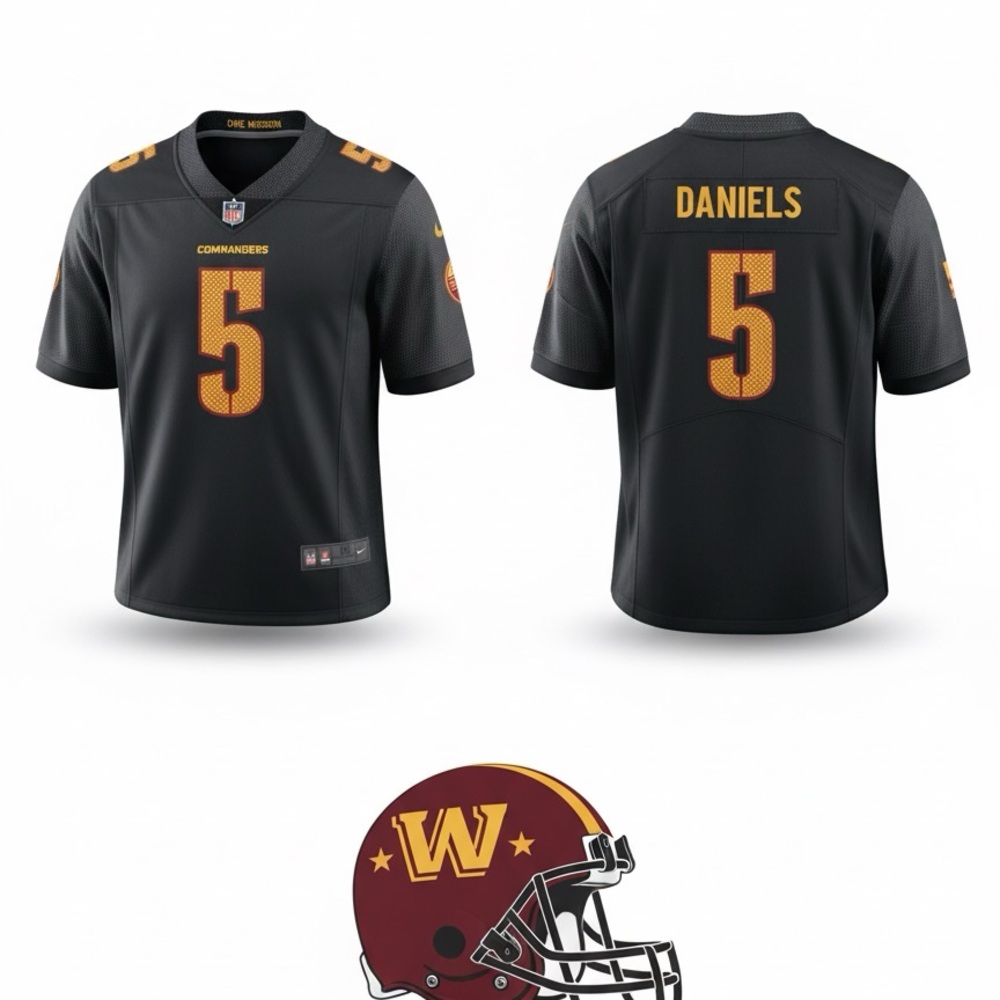 Black and Gold Football Jersey - #5 Jayden Daniels Washington Commanders